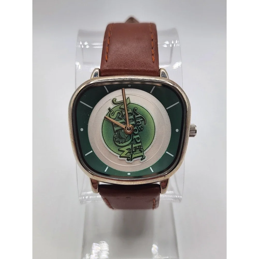 RARE 2005 The Muppet Show Rotating Logo Disc Watch Unisex Brown Leather Band